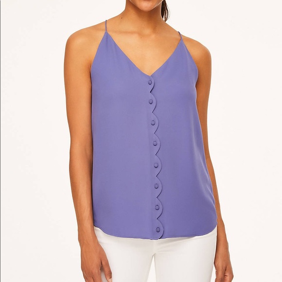 🚫SOLD🚫LOFT SCALLOPED BUTTON V NECK TOP - Picture 7 of 8